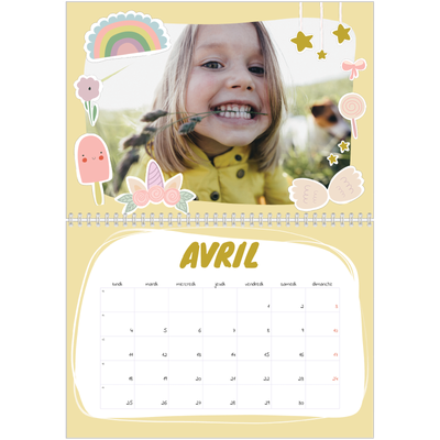 Calendrier photo A4 double (30 x 40 cm) — Licorne magique [Avril]