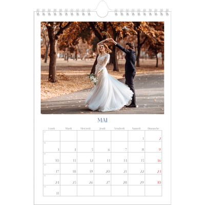 Calendrier photo A4 (20 x 30 cm) — Classique cobalt [Mai]