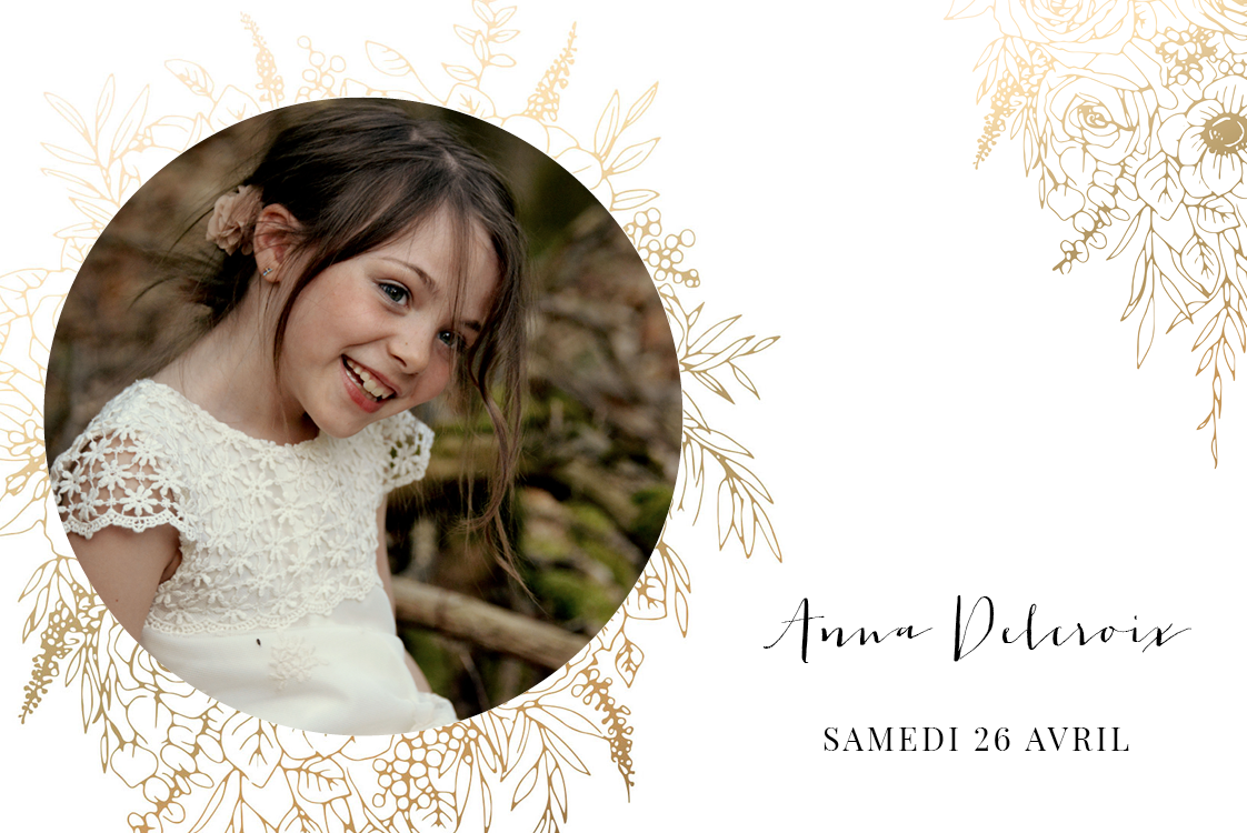 Carte de remerciement — Encadrement d'illustrations florales