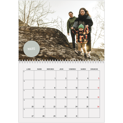 Calendrier photo A4 double (30 x 40 cm) — Gommettes photo [Mars]