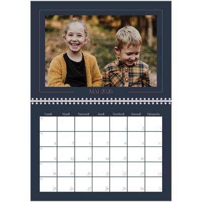 Calendrier photo A4 double (30 x 40 cm) — Bleu de Prusse [couverture]