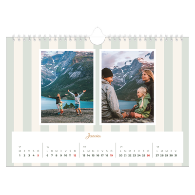 Calendrier photo A4 — Lettrages et rayures [Janvier]