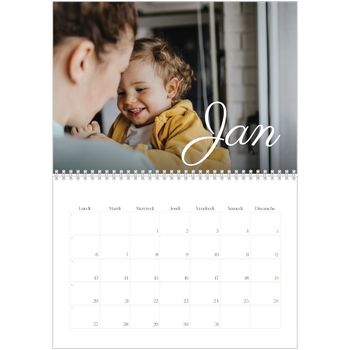 Calendrier photo A4 double — Mois écris à la main