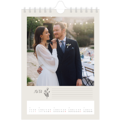 Calendrier photo A5 — Initiales fleuries [Avril]