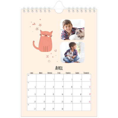 Calendrier photo A5 — Pattes de chat et gribouillis [Avril]