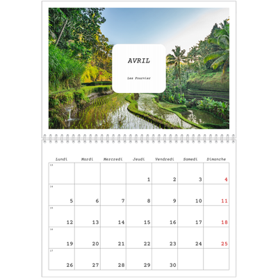 Calendrier photo A4 double (30 x 40 cm) — Toute l'histoire [Avril]