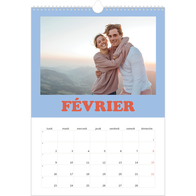 A3 Calendrier annuel — Cadres rétro [Février]