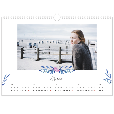 Calendrier photo A3 — Ornements aquarelle [Avril]