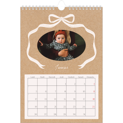 Calendrier photo A4 (20 x 30 cm) — Kraft et nœud [Janvier]