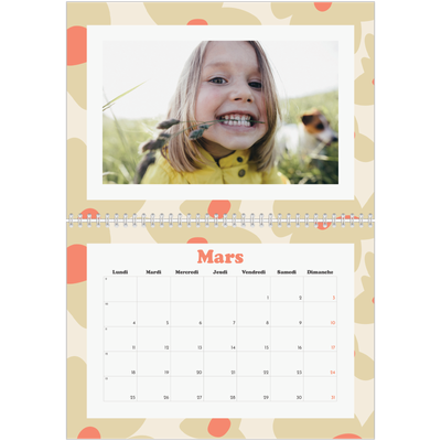 Calendrier photo A4 double (30 x 40 cm) — Jeu de motifs [Mars]