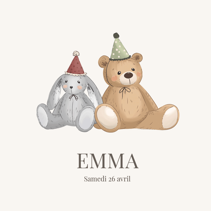 Cartons d'invitation — Amis tout doux