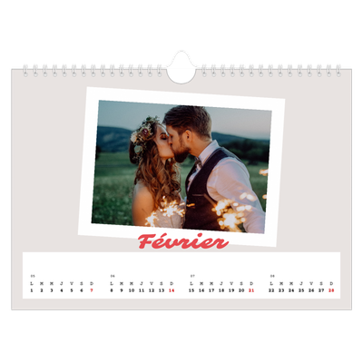 Calendrier photo A4 — Signature carmin [Février]