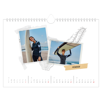 Calendrier photo A4 — Esprit scrapbook [Février]