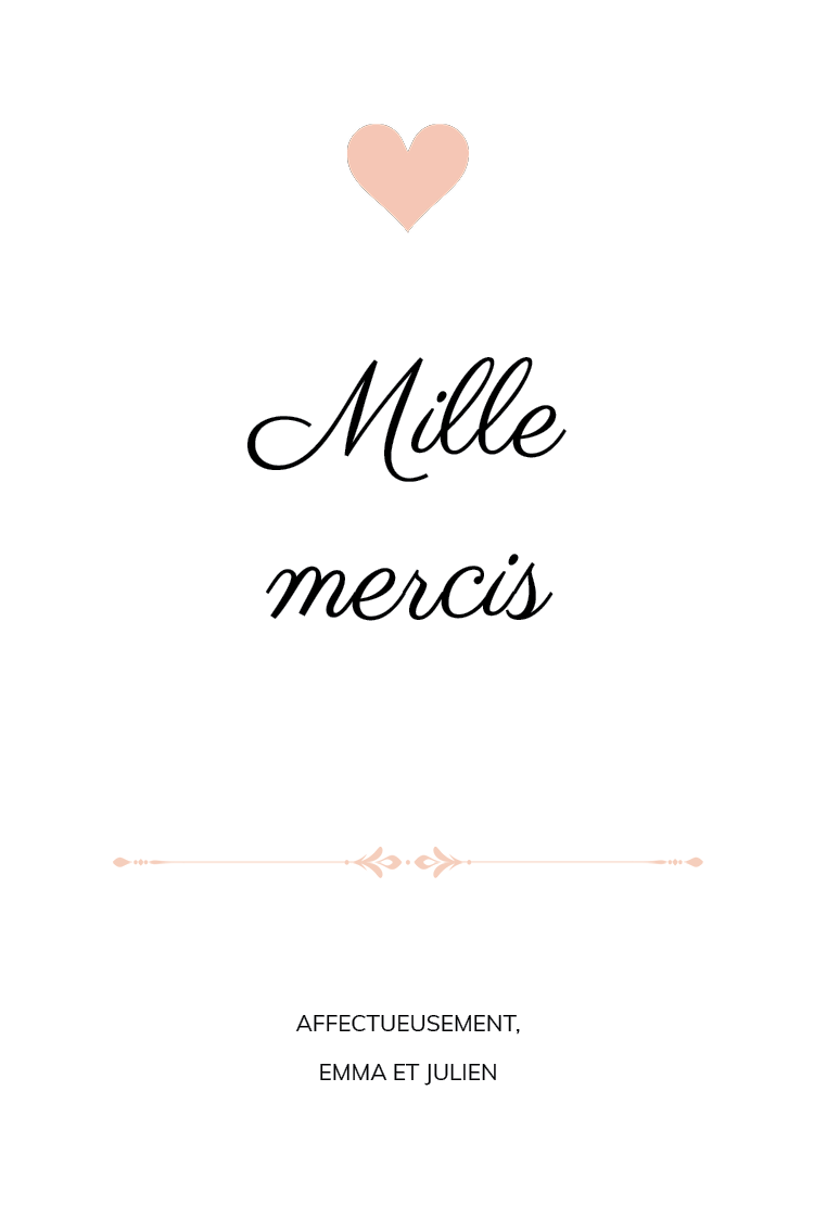 Carte de remerciement — Romantique