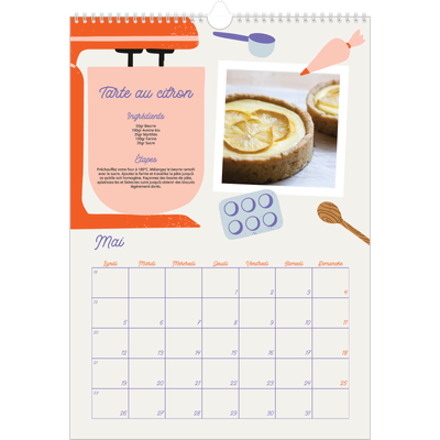 A3 Calendrier annuel — Une année de recettes [couverture]