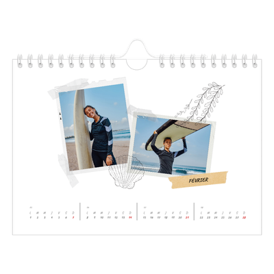 Calendrier photo A5 — Esprit scrapbook [Février]