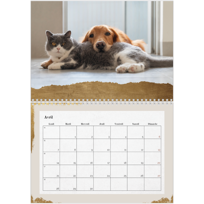 Calendrier photo A4 double (30 x 40 cm) — Classic Gold [Avril]