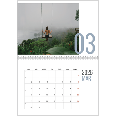 Calendrier photo A4 double (30 x 40 cm) — Numéros mensuels [Mars]