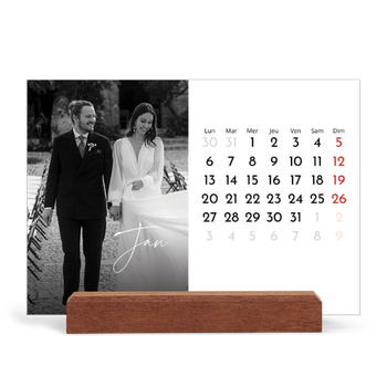 Calendrier de bureau support bois - paysage — Écriture élégante
