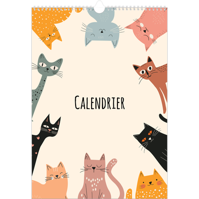 A3 Calendrier annuel — Pattes de chat et gribouillis [couverture]