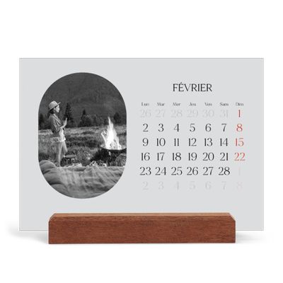 Calendrier de bureau support bois - paysage   — Sur la route [Février]
