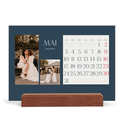Calendrier de bureau support bois - paysage   — Ardoise et sérifs [couverture]
