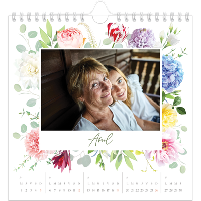 Calendriers annuels carré — Fleurs traditionelles [Avril]