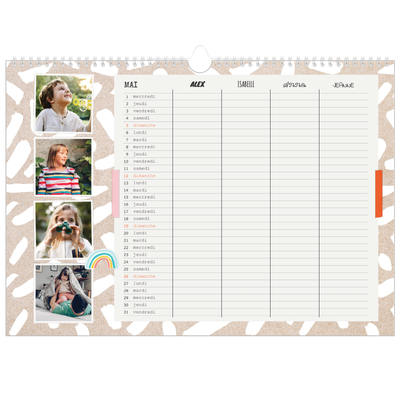 Calendrier photo A3 — Agenda rustique - Famille de 4 [couverture]