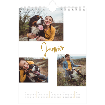 Calendrier photo A5 — Calligraphie dorée