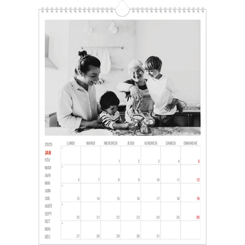 Calendrier photo A3 — Accent rouge