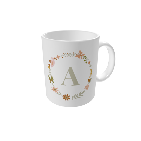 Mug personnalisé — Lettre fleurie