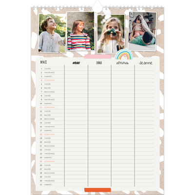 Calendrier familial A3 — Agenda rustique - Famille de 4 [couverture]