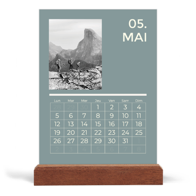 Calendrier de bureau support bois - portrait  — Contemporain audacieux [couverture]