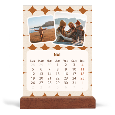 Calendrier de bureau support bois - portrait  — Motifs rétros [couverture]