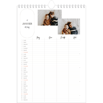Calendrier photo A4 — Agenda une ébauche - Famille de 4