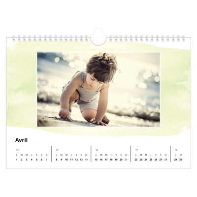 Calendrier photo A4 — Effet aquarelle [Avril]