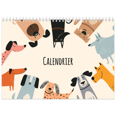 Calendrier photo A4 double (30 x 40 cm) — Pattes de chien et gribouillis [couverture]