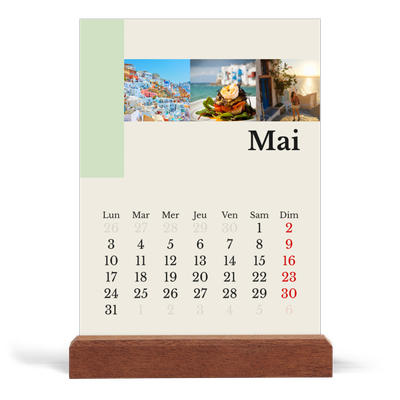 Calendrier de bureau support bois - portrait  — Vues du monde [couverture]