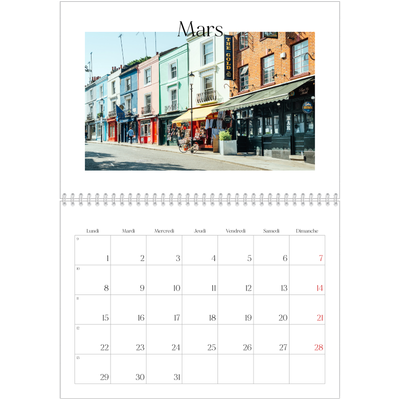 Calendrier photo A4 double (30 x 40 cm) — Mon carnet de voyage [Mars]