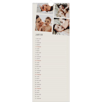 Calendrier mural long (15 x 40 cm) — Souvenirs en mouvement