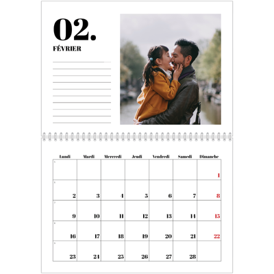 Calendrier photo A4 double (30 x 40 cm) — Sérif et moments [Février]