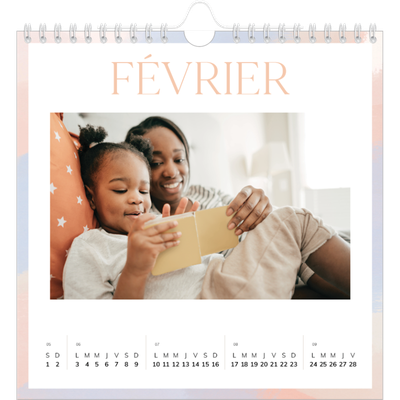 Calendriers annuels carré — Effet pinceau [Février]