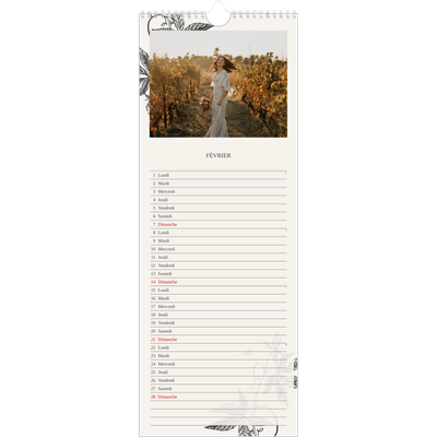 Calendrier mural long  — Encre & lierre [Février]