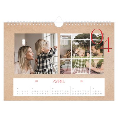 Calendrier photo A4 — Touches de rouge [Avril]
