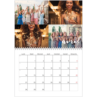 Calendrier photo A4 double (30 x 40 cm) — Superposition pinceau [Avril]