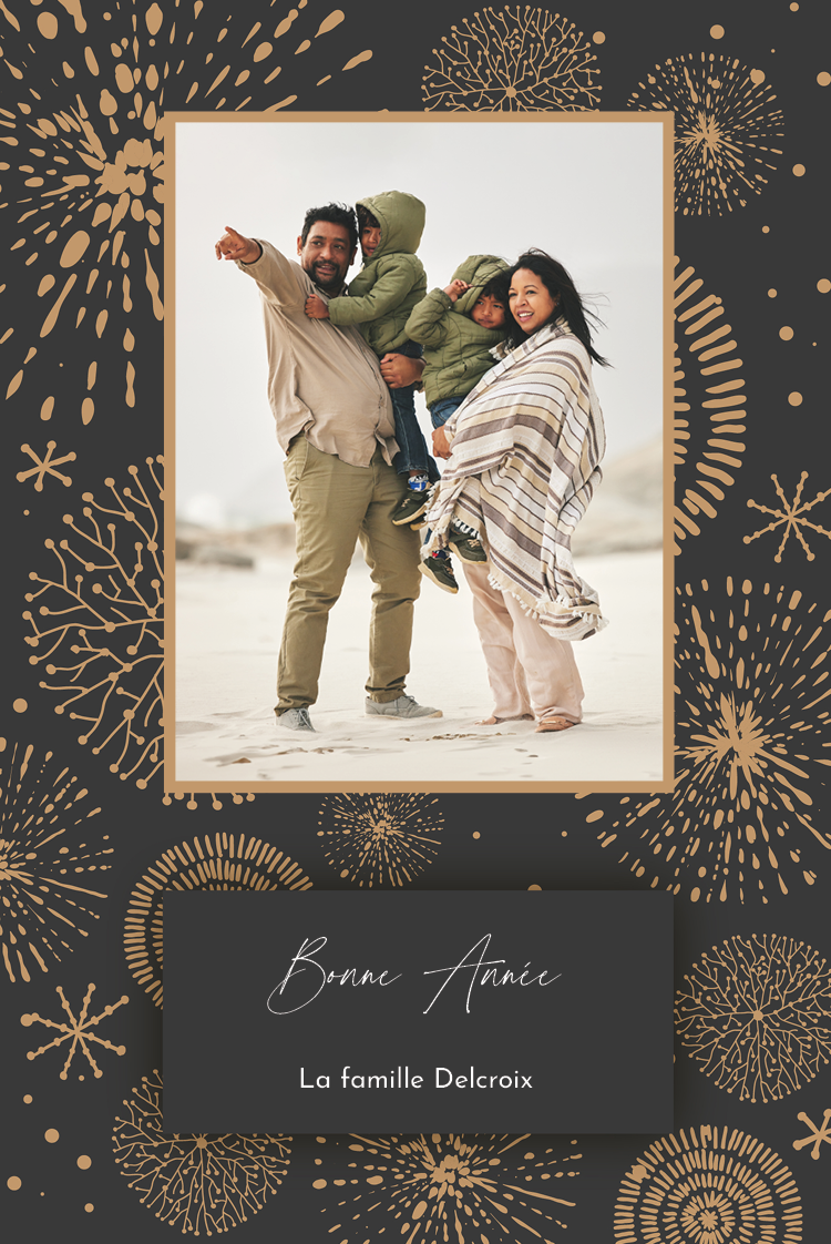 Faire-part & Cartes — Feux d'artifice gris et or