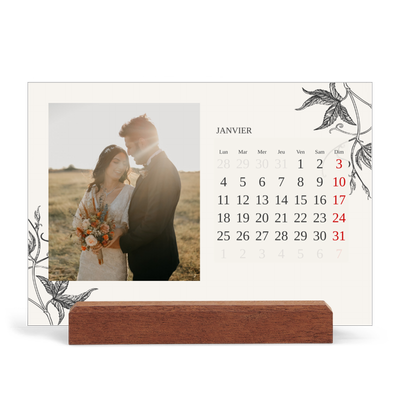 Calendrier de bureau support bois - paysage   — Encre & lierre [Janvier]