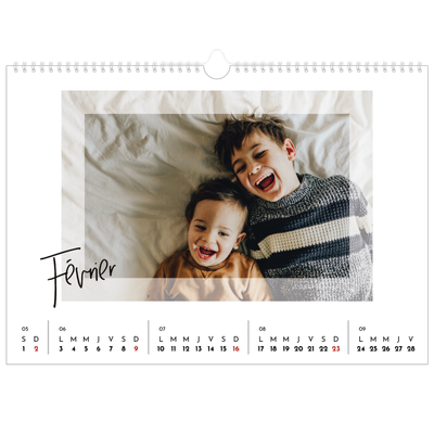 Calendrier photo A3 — Cadre clair [Février]