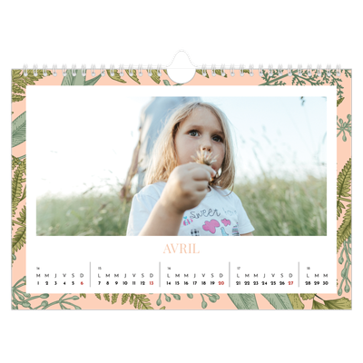 Calendrier photo A4 — Papier peint floral [Avril]
