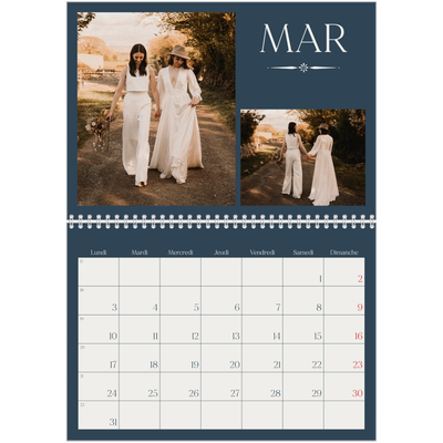 Calendrier photo A4 double (30 x 40 cm) — Ardoise et sérifs [Mars]